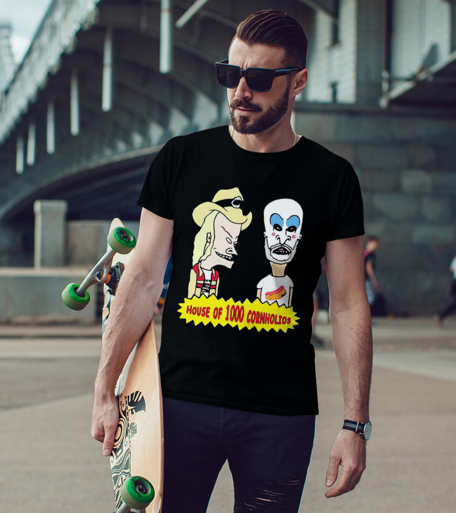 House Of 1000 Cornholios Beavis And Butt-Head Style Characters With Costumes T-Shirt