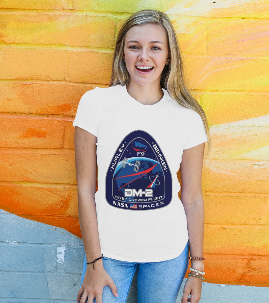 Nasa Spacex DM-2 Hurley Behnken First Crewed Flight F9 Badge T-Shirt