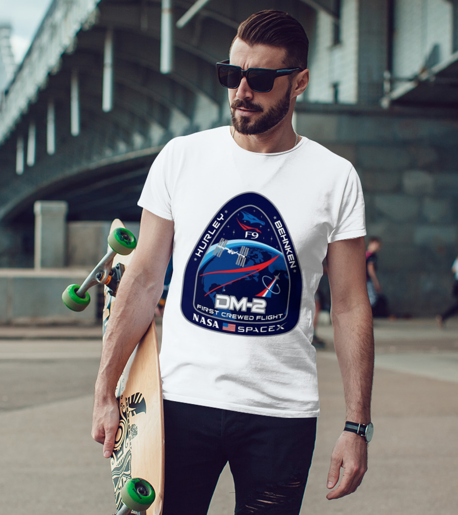 Nasa Spacex DM-2 Hurley Behnken First Crewed Flight F9 Badge T-Shirt