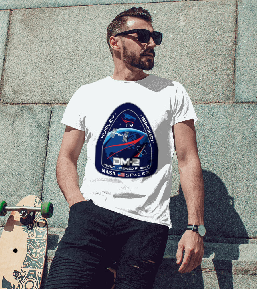 Nasa Spacex DM-2 Hurley Behnken First Crewed Flight F9 Badge T-Shirt