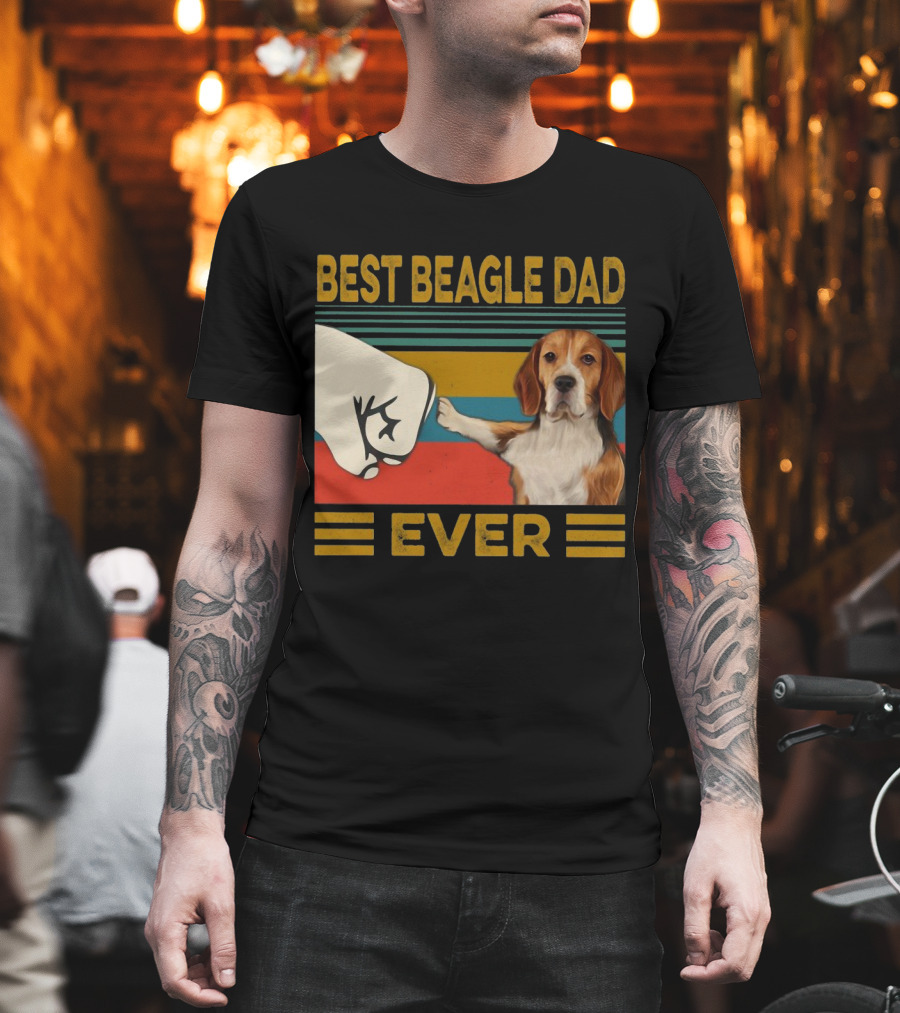 Best Beagle Dad Ever Retro Fist Bump with Beagle T-Shirt