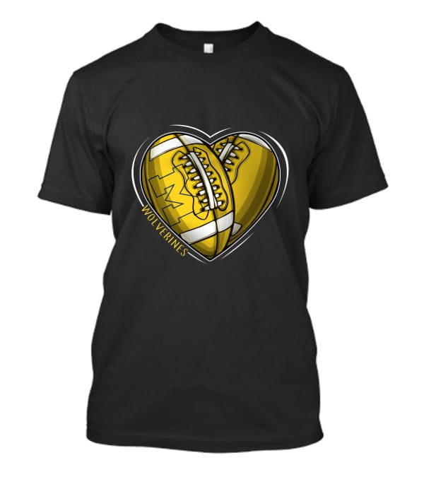 Michigan Wolverines Heart-Shaped Football T-Shirt