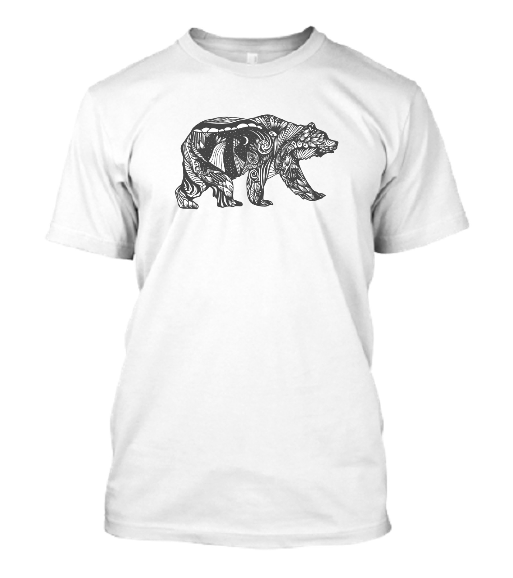 Bear With Moon And Star Patterns Surrealism Design Elements T-Shirt