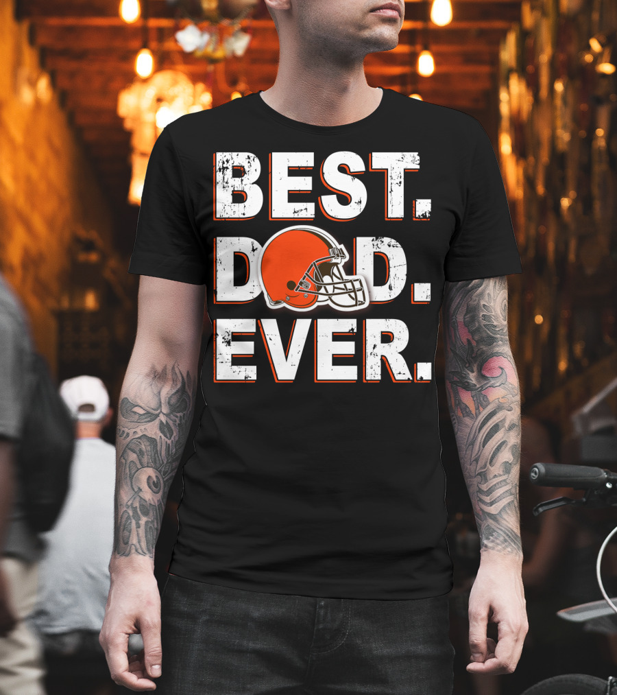 Best Dad Ever Cleveland Football Helmet T-Shirt