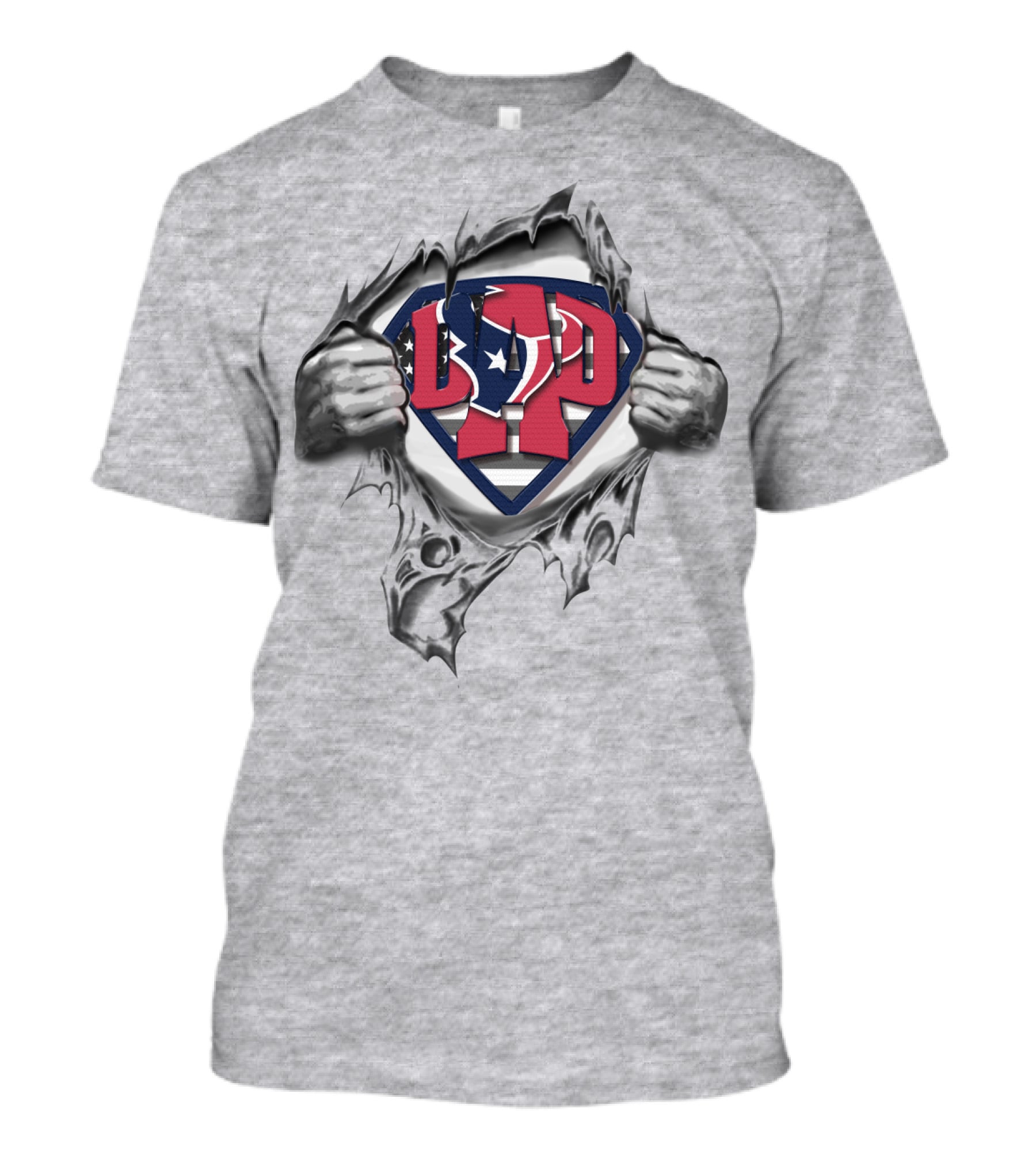 Superdad Houston Texans Logo Burst Superhero T-Shirt