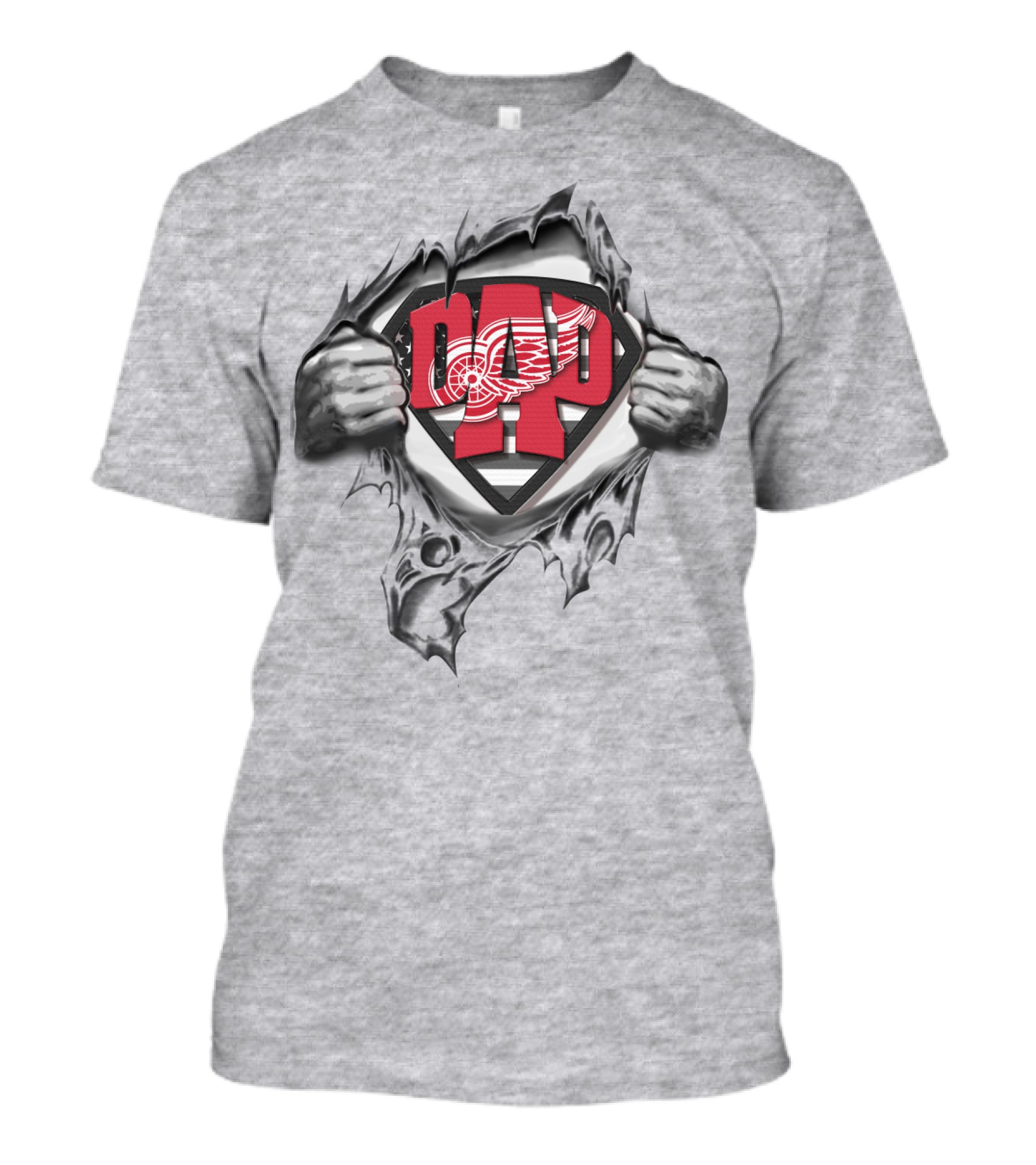 SUPERDAD Detroit Red Wings Logo Inside Superhero Shield T-Shirt