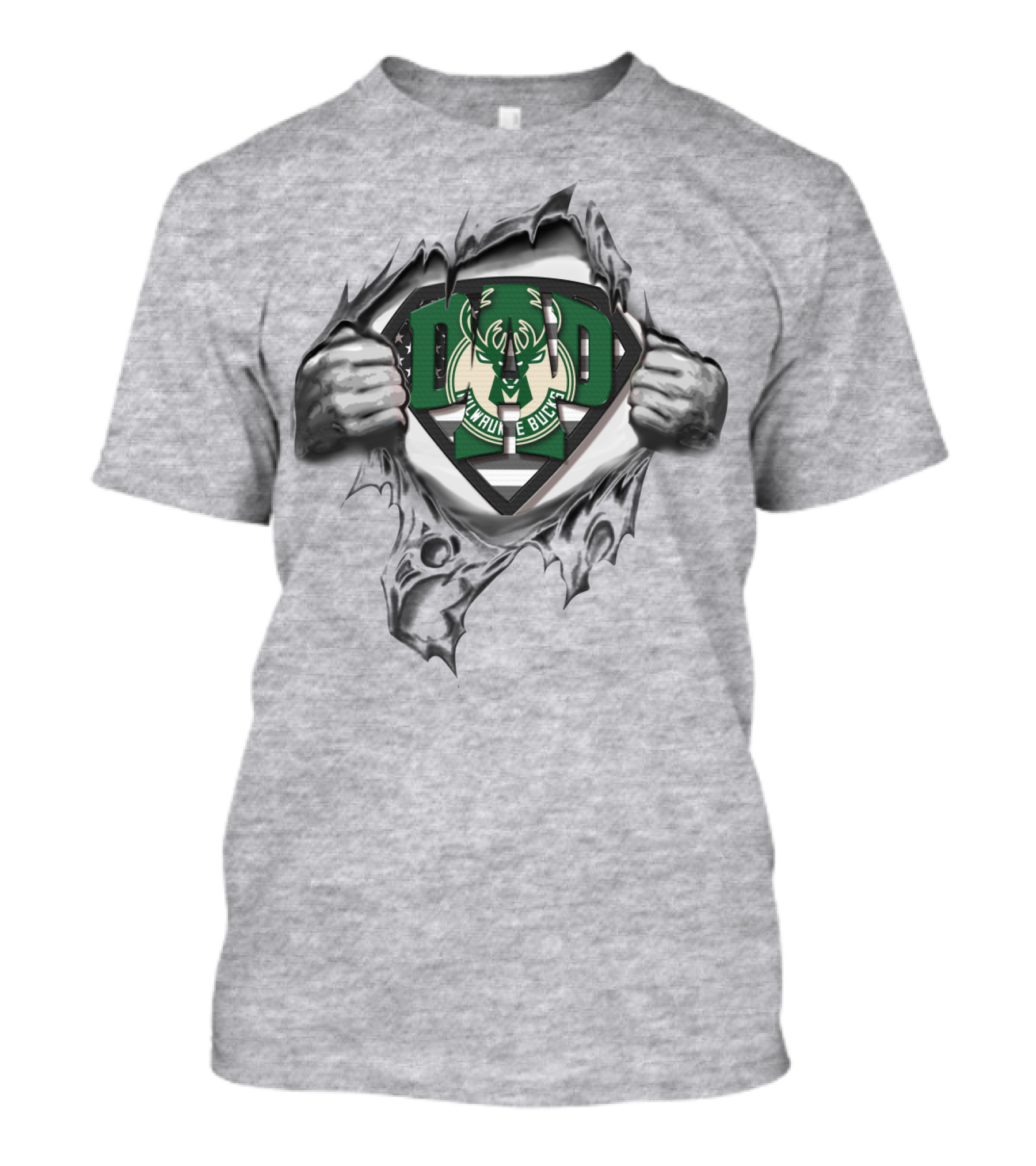 SUPERDAD Milwaukee Bucks Hero Logo Tear Open T-Shirt