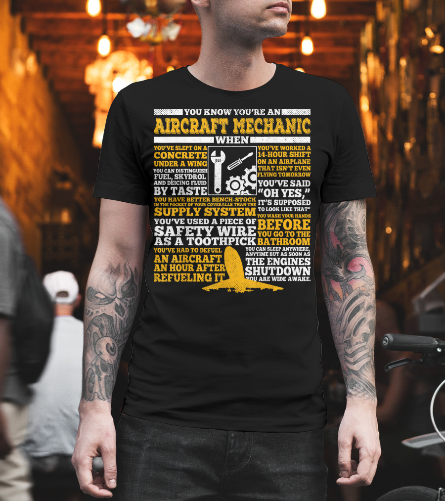 Aircraft Mechanic Humor Concrete Safety Wire Toothpick Fuel Supply System Gearhead Insights T-Shirt