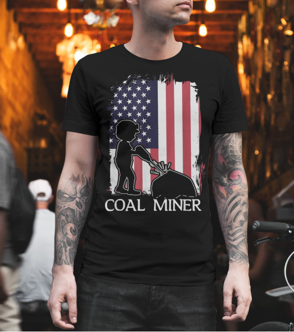 Coal Miner American Flag USA Patriotic Skull T-Shirt Coal Miner American Flag USA Patriotic Skull T-Shirt