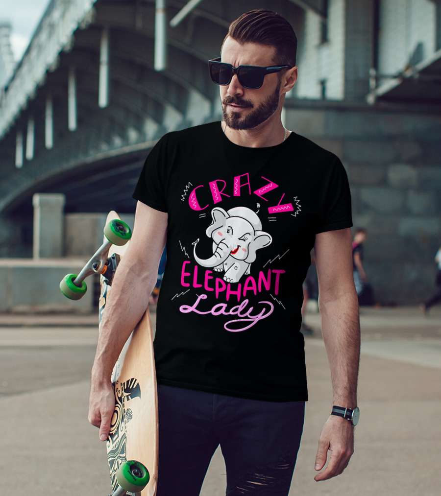 Crazy Elephant Lady Cool Wild Animals T-Shirt