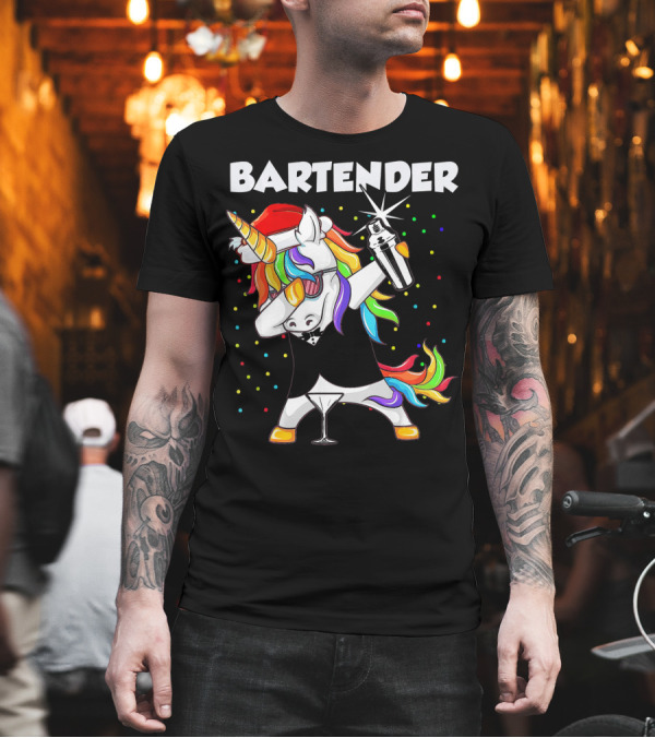 Bartender Unicorn Santa Dab with Cocktail Shaker and Santa Hat T-Shirt Bartender Unicorn Santa Dab with Cocktail Shaker and Santa Hat T-Shirt