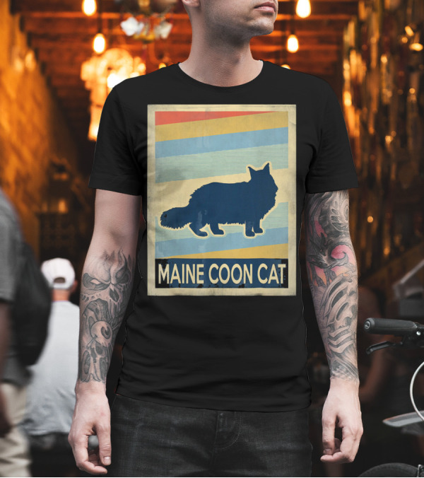 Retro Maine Coon Cat Silhouette T-Shirt Retro Maine Coon Cat Silhouette T-Shirt