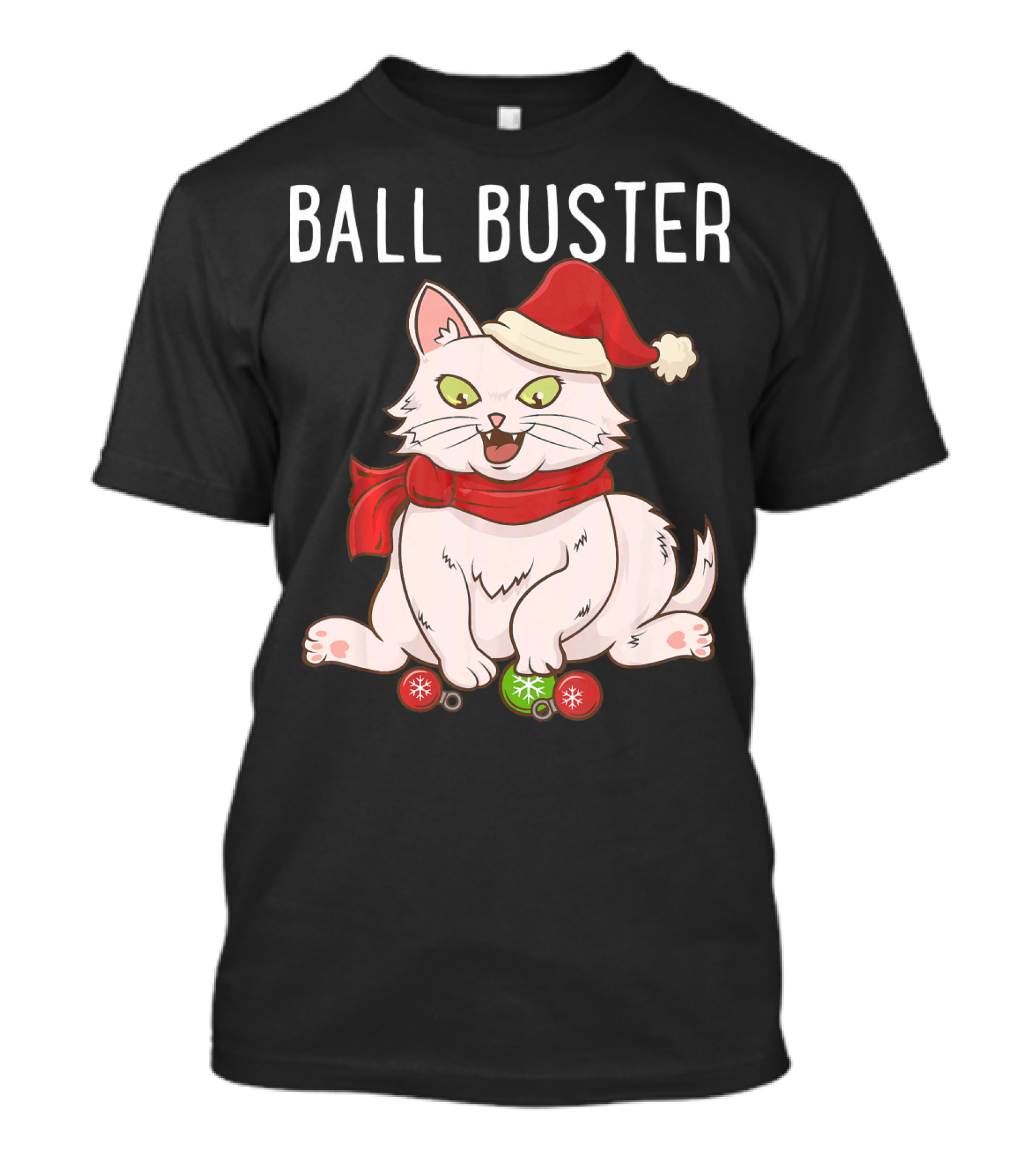 Ball Buster Santa Hat Kitten Christmas Cat T-Shirt