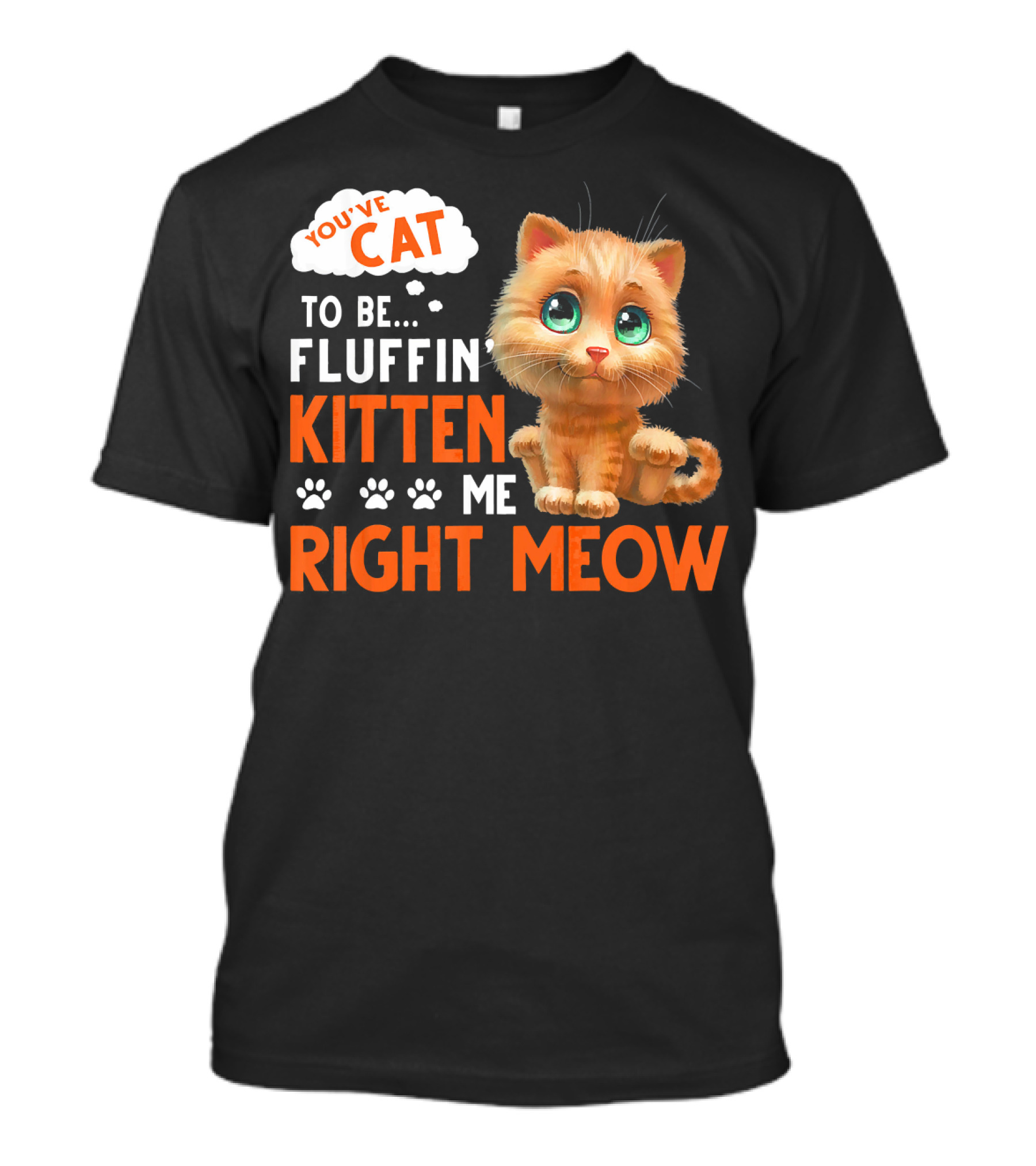 You've Cat To Be Fluffin Kitten Me Right Meow Cute Kitten With Paw Prints T-Shirt