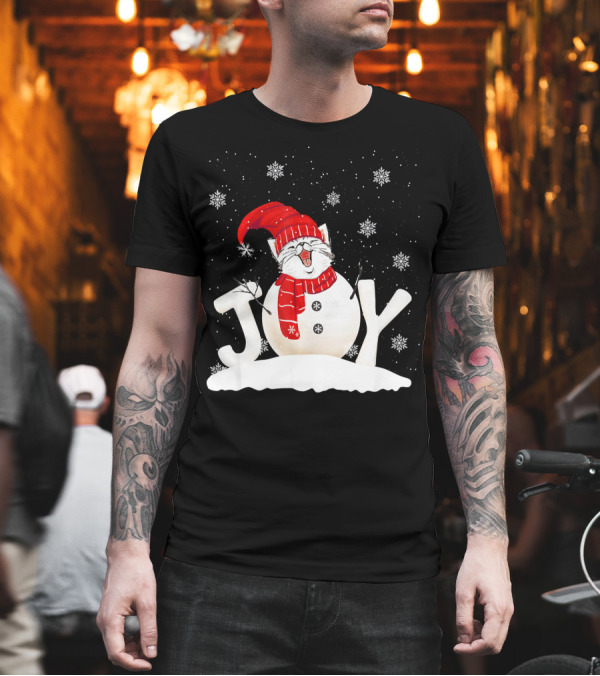 Funny Cat Kitten Christmas Joy Xmas Snowman T-Shirt Funny Cat Kitten Christmas Joy Xmas Snowman T-Shirt