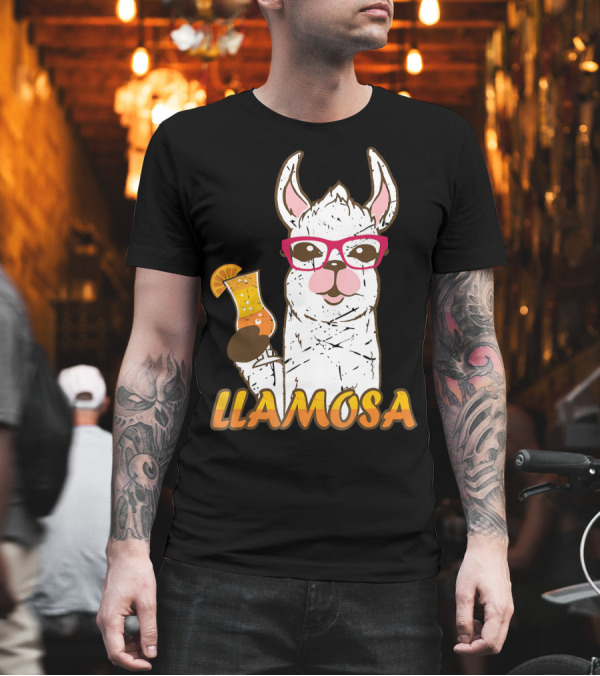 LLAMOSA Llama Mimosa with Glasses Funny Wine Alcohol T-Shirt LLAMOSA Llama Mimosa with Glasses Funny Wine Alcohol T-Shirt