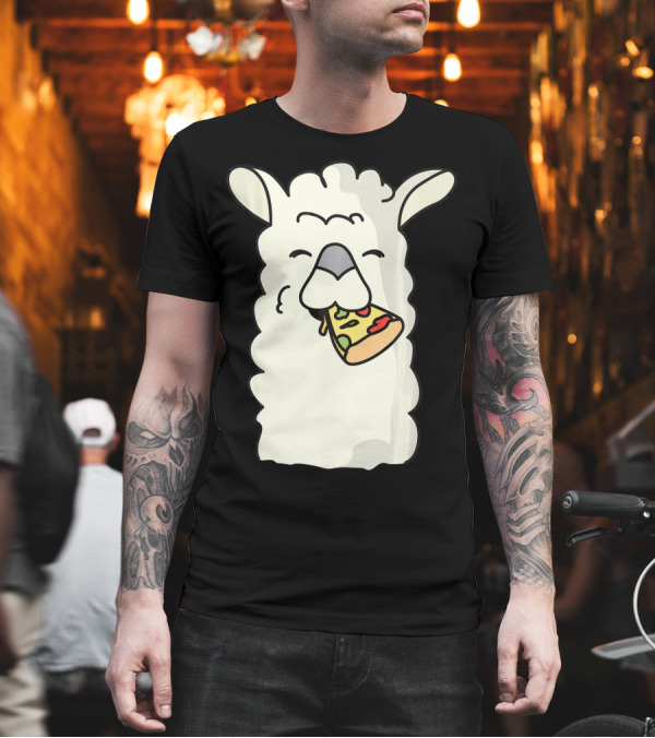 Llama Eating Pizza Funny Alpaca Snack Moment T-Shirt Llama Eating Pizza Funny Alpaca Snack Moment T-Shirt
