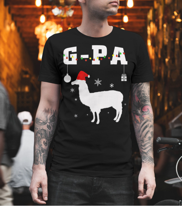 G Pa Christmas Llama Santa Hat Snowflakes T-Shirt G Pa Christmas Llama Santa Hat Snowflakes T-Shirt
