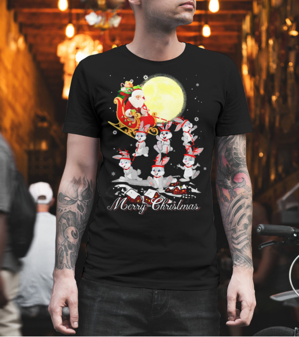 Merry Christmas Rabbit Reindeer Santa Funny Co T-Shirt Merry Christmas Rabbit Reindeer Santa Funny Co T-Shirt