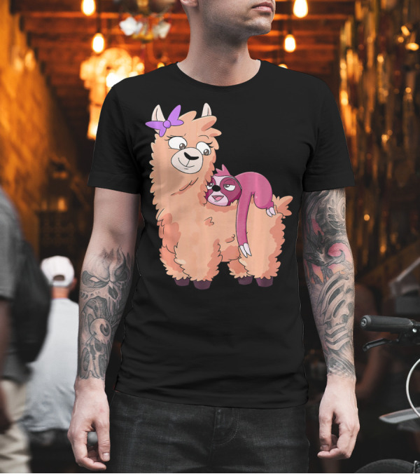 Sloth with Purple Bow on Llama Cute Animal T-Shirt Sloth with Purple Bow on Llama Cute Animal T-Shirt