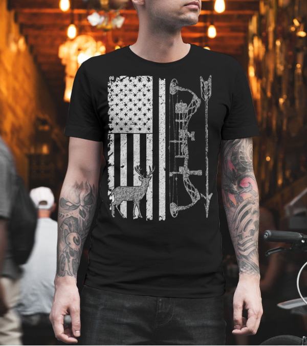 American Flag Deer Bow Hunting Arrow T-Shirt American Flag Deer Bow Hunting Arrow T-Shirt