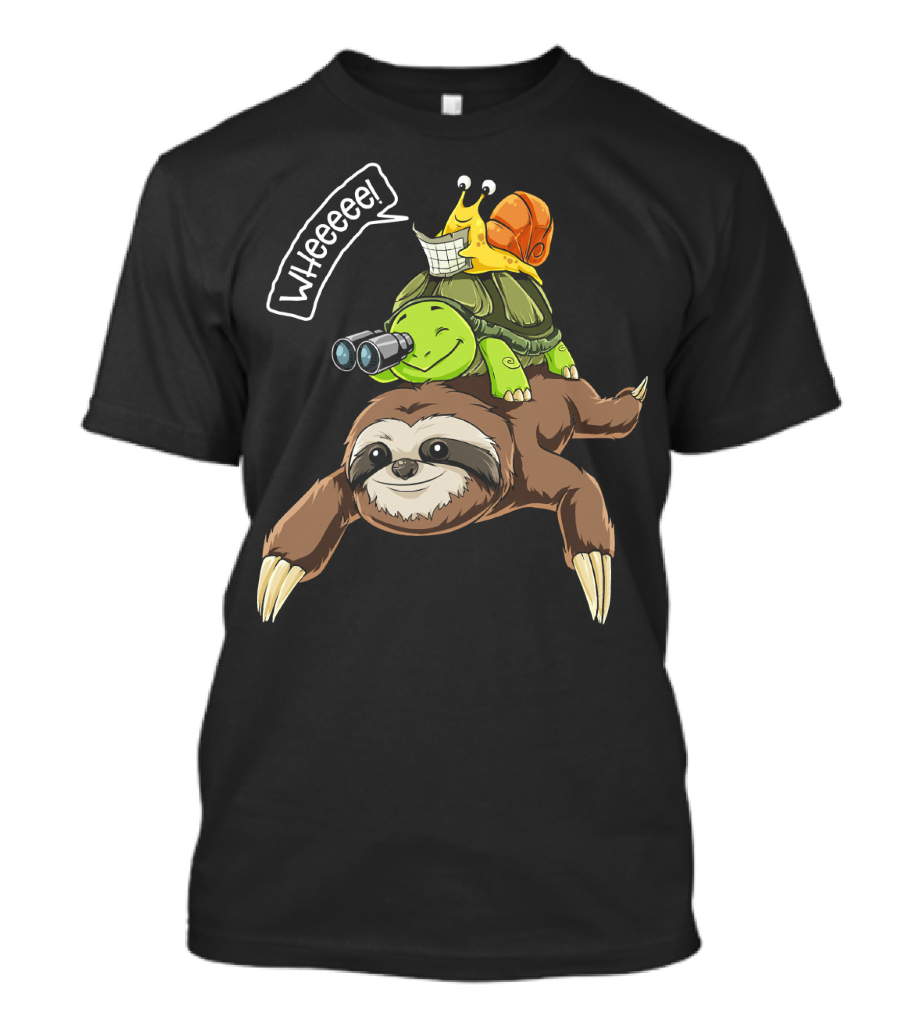 Wheeee Sloth Turtle Snail Piggyback Adventure T-Shirt