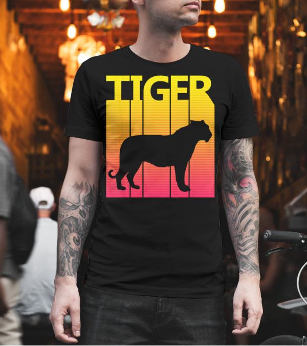 Tiger Silhouette Sunset Stripes T-Shirt Tiger Silhouette Sunset Stripes T-Shirt