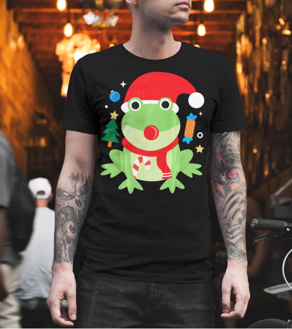 Santa Frog Christmas Candy Tree Funny Cute T-Shirt Santa Frog Christmas Candy Tree Funny Cute T-Shirt