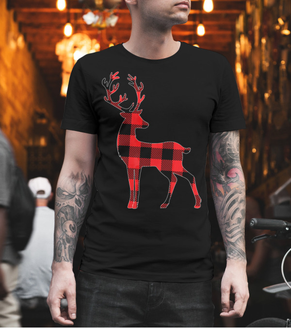 Red Plaid Buffalo Check Reindeer Deer Christmas T-Shirt Red Plaid Buffalo Check Reindeer Deer Christmas T-Shirt