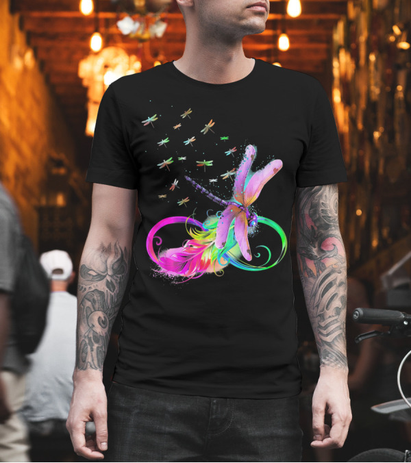 Beautiful Colorful Dragonfly Swirl with Vibrant Dragonflies T-Shirt Beautiful Colorful Dragonfly Swirl with Vibrant Dragonflies T-Shirt