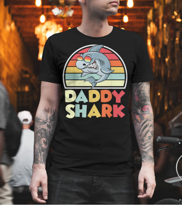 Daddy Shark Retro Sunset T-Shirt Daddy Shark Retro Sunset T-Shirt