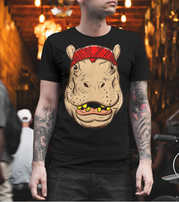Hippo Bandana Hipster Style Hippopotamus Cool T-Shirt Hippo Bandana Hipster Style Hippopotamus Cool T-Shirt