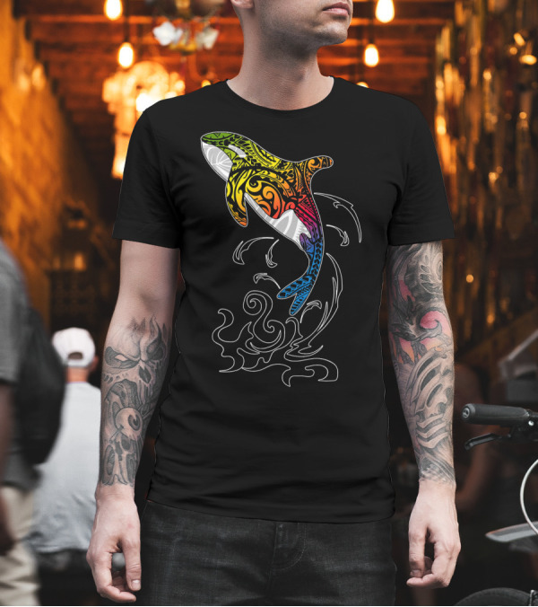 Orca Killer Whale Orcas Tribal Art Style Jumping T-Shirt Orca Killer Whale Orcas Tribal Art Style Jumping T-Shirt