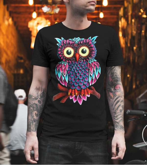 CUTE BEAUTIFUL VIBRANT COLORFUL OWL T-Shirt CUTE BEAUTIFUL VIBRANT COLORFUL OWL T-Shirt