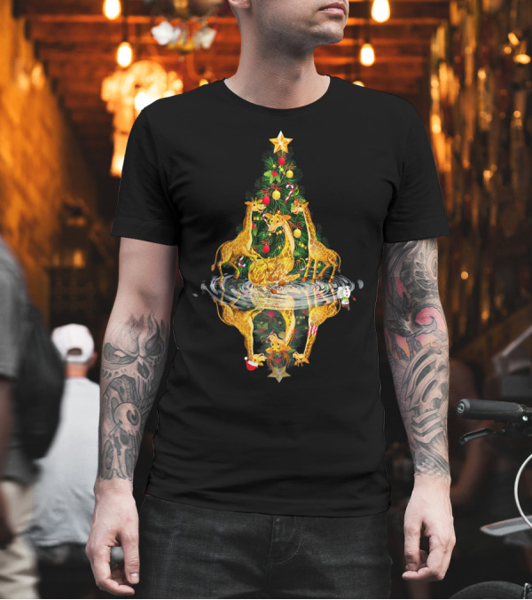 Maple Tree Giraffe Christmas Reflections with You Love Giraffe T-Shirt Maple Tree Giraffe Christmas Reflections with You Love Giraffe T-Shirt