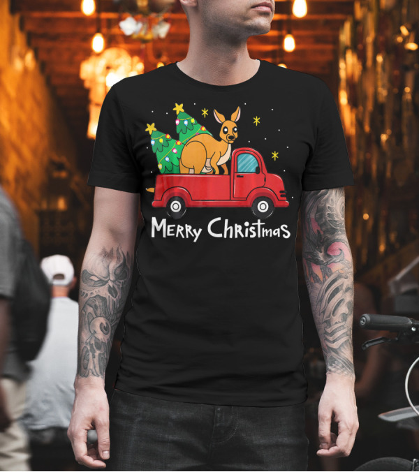 Merry Christmas Kangaroo Ornament Truck with Tree T-Shirt Merry Christmas Kangaroo Ornament Truck with Tree T-Shirt