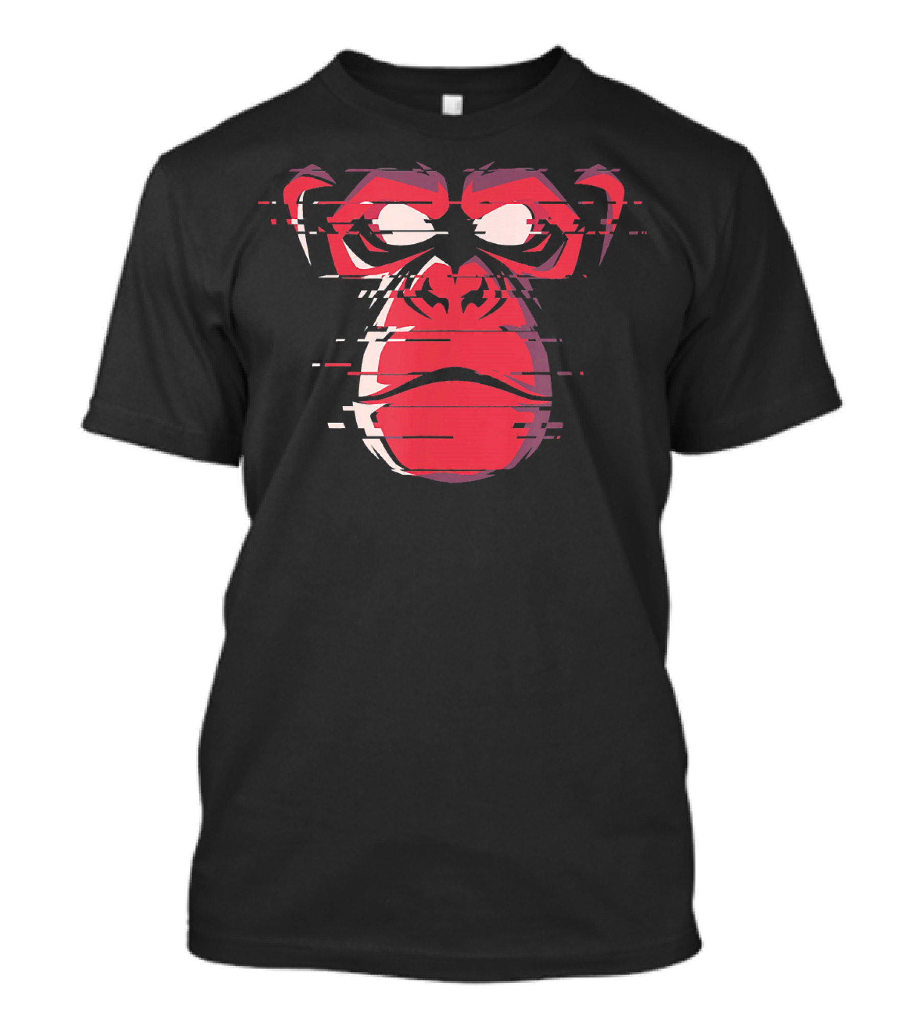 Red Angry Gorilla Ape Chimp With Glitch Effect T-Shirt