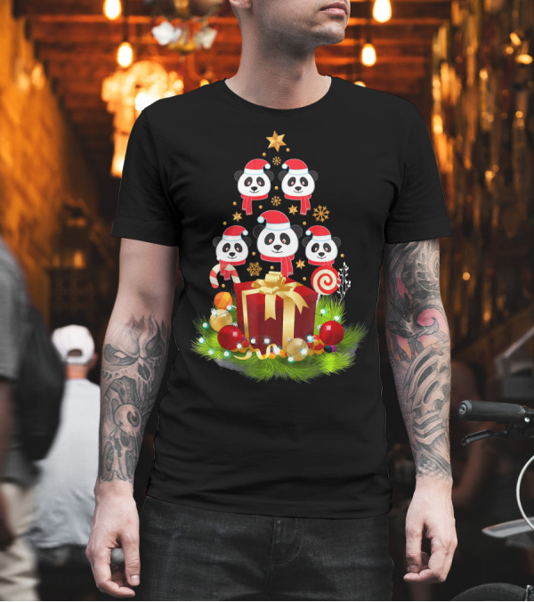 Santa Panda Christmas Tree Funny Xmas Decor with Presents and Candy Canes T-Shirt Santa Panda Christmas Tree Funny Xmas Decor with Presents and Candy Canes T-Shirt