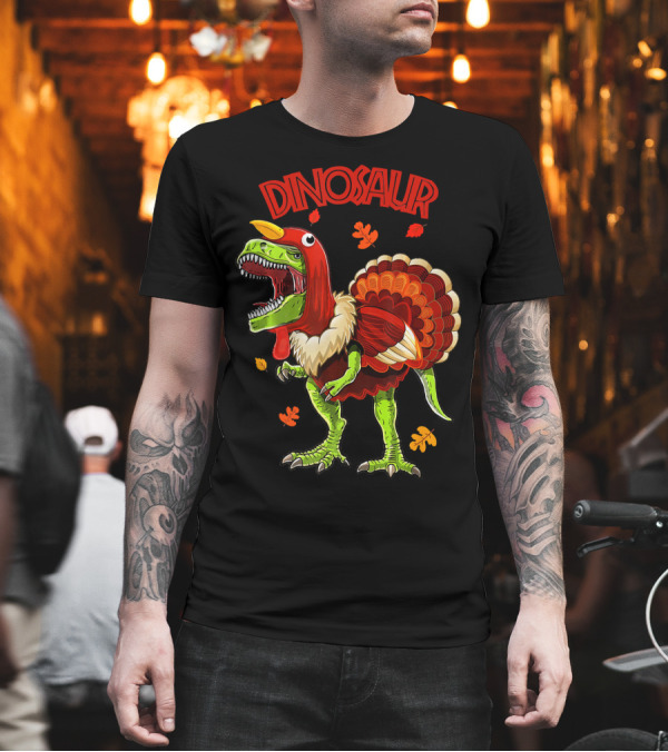 Dinosaur Turkey Thanksgiving Leaves T-Shirt Dinosaur Turkey Thanksgiving Leaves T-Shirt