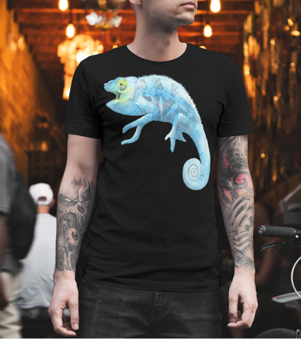 Blue Lizard Watercolor Chameleon T-Shirt Blue Lizard Watercolor Chameleon T-Shirt