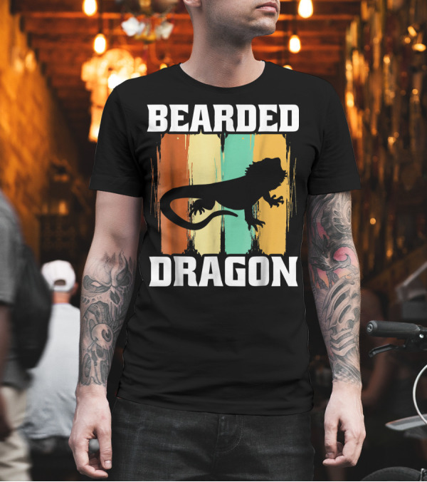 Bearded Dragon Agamid Lizard Retro Vintage Stripes T-Shirt Bearded Dragon Agamid Lizard Retro Vintage Stripes T-Shirt