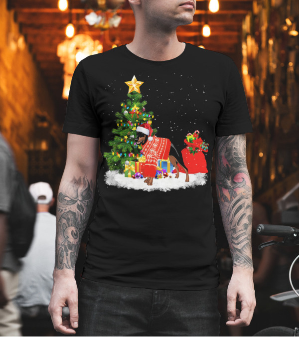 Doberman Pinscher Christmas Tree Santa Hat Sweater Celebrations T-Shirt Doberman Pinscher Christmas Tree Santa Hat Sweater Celebrations T-Shirt