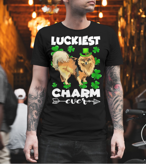 Luckiest Charm Ever Pomeranian St Patrick's Day Clover Hat T-Shirt Luckiest Charm Ever Pomeranian St Patrick's Day Clover Hat T-Shirt