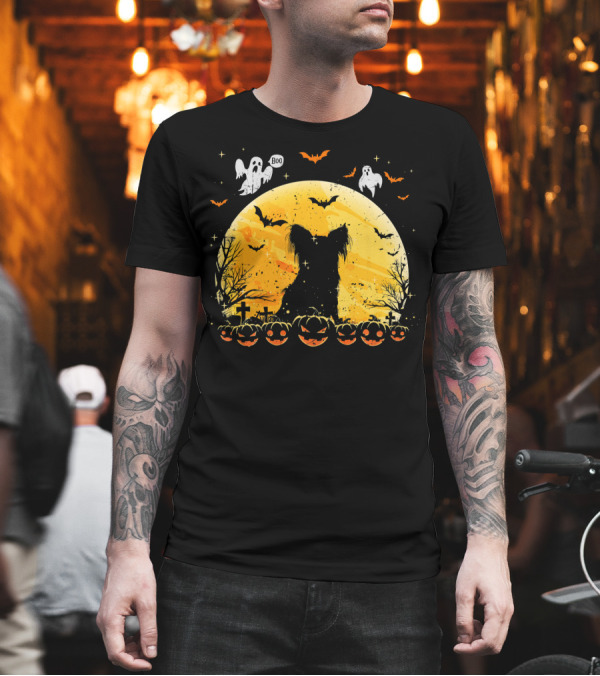 Papillon Lover Halloween Boo Ghosts Funny Dog Moon Pumpkins T-Shirt Papillon Lover Halloween Boo Ghosts Funny Dog Moon Pumpkins T-Shirt