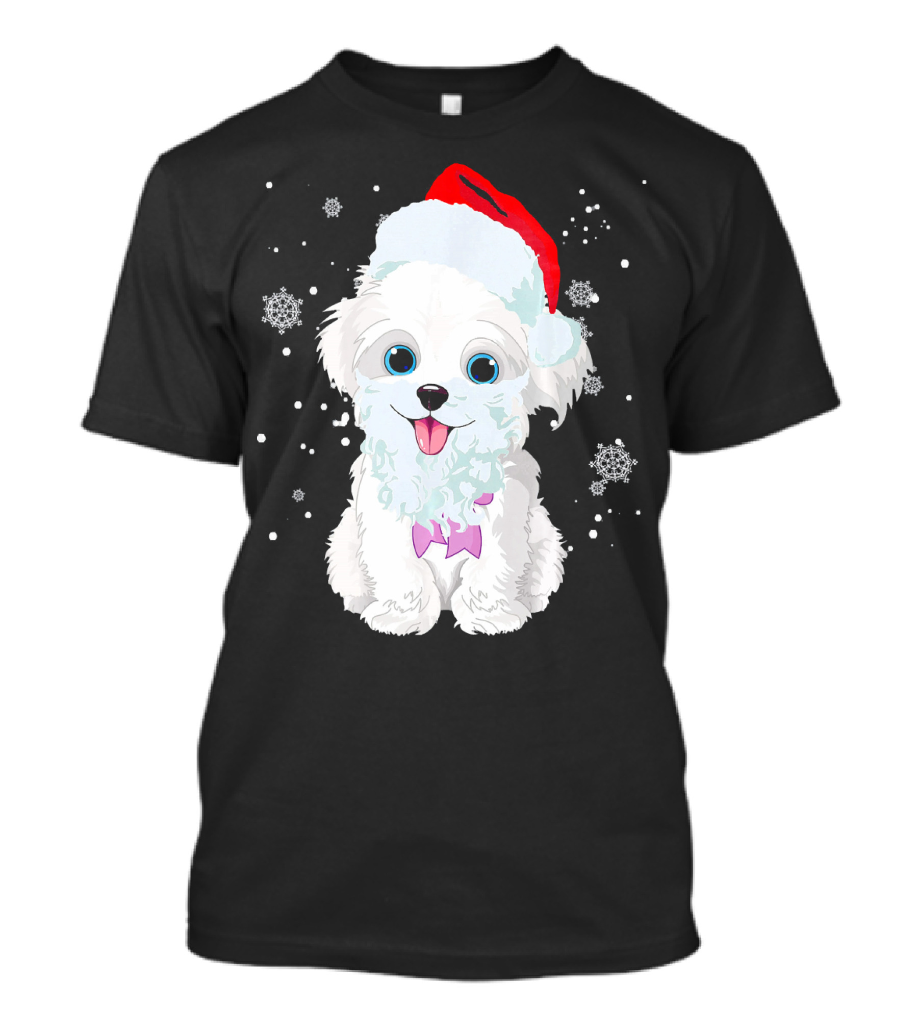 Shih Tzu Owner Ugly Xmas Santa Hat Snowflakes T-Shirt