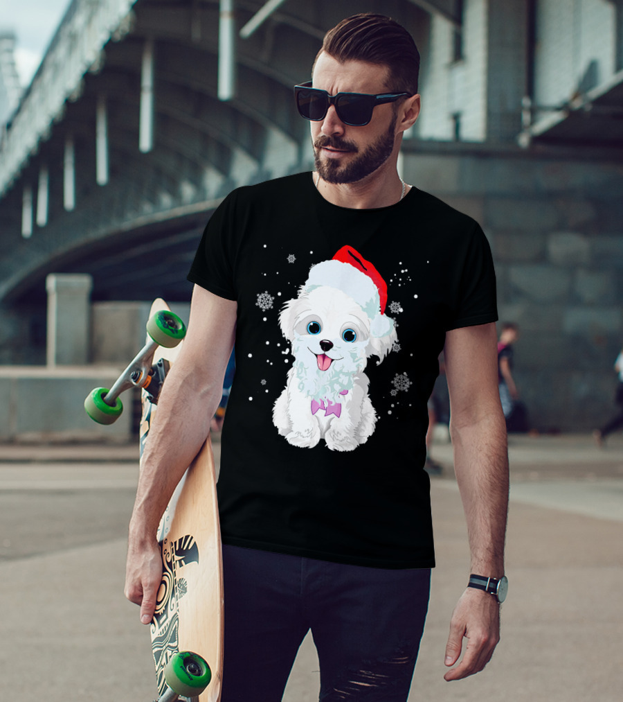 Shih Tzu Owner Ugly Xmas Santa Hat Snowflakes T-Shirt