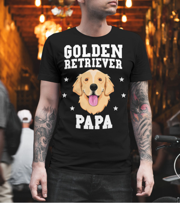 Golden Retriever Papa Dog Star T-Shirt Golden Retriever Papa Dog Star T-Shirt