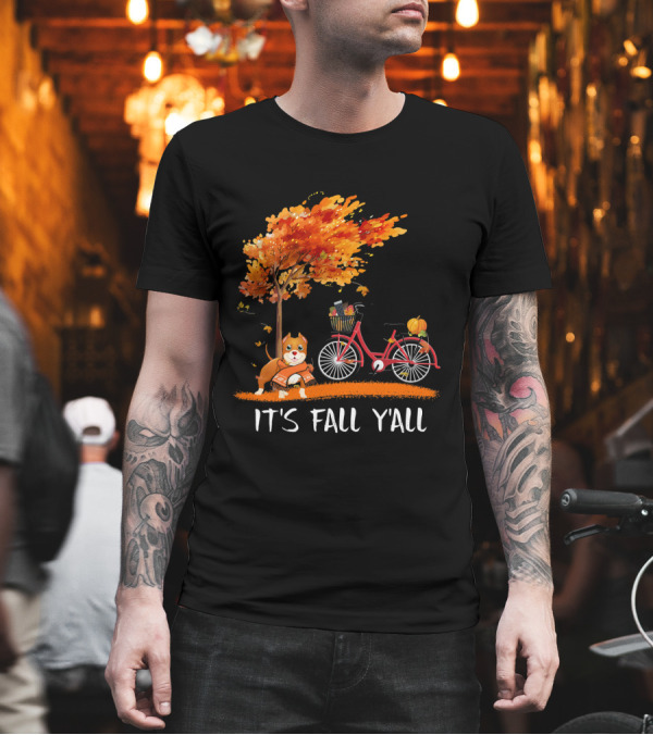 It's Fall Y'all with Pit Bull Bicycle Pumpkin Spice and Autumn Tree T-Shirt It's Fall Y'all with Pit Bull Bicycle Pumpkin Spice and Autumn Tree T-Shirt