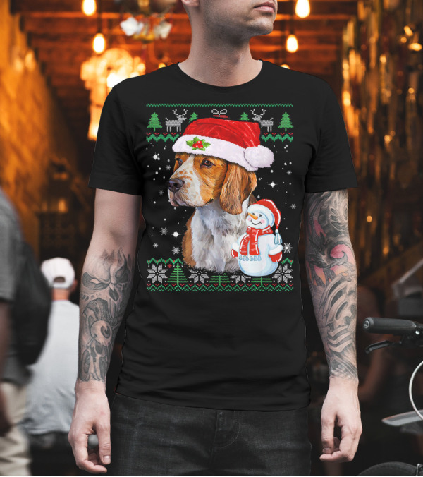 Beagle Dog Ugly Christmas Sweater Funny Puppy in Santa Hat with Snowman and Reindeer T-Shirt Beagle Dog Ugly Christmas Sweater Funny Puppy in Santa Hat with Snowman and Reindeer T-Shirt