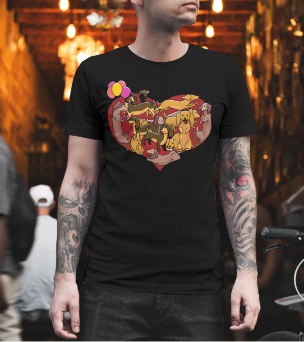 Dachshund Heart Shape Dog Lovers Balloons Valenti T-Shirt Dachshund Heart Shape Dog Lovers Balloons Valenti T-Shirt